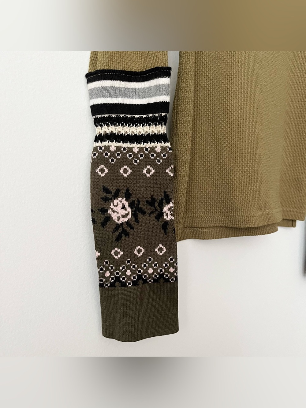 We The Free Women's Mikah Thermal Waffle Knit Top Knit Cuff Army Green XS Boho - Picture 4 of 10